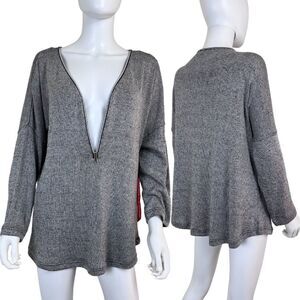 Miraclesuit Women Size L Gray Pullover Knit Long Sleeve Cover Up NEW Sweater Zip